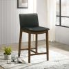 Sharmon Mid-Century Modern 25.2'' Counter Stool in Black PU Leather