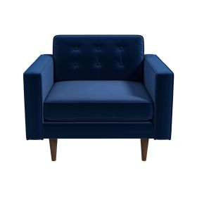 Casey Mid-Century Modern Blue Velvet Lounge Chair