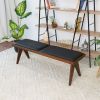 Keira Black Vegan Leather Bench