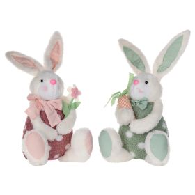 Rabbit Holding Carrot & Flower (Set of 2) Fabric