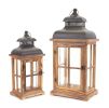 Lantern (Set of 2) 15.5"-23"H Wood/Metal