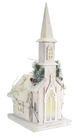 Pre-Lit Wooden Church 20.25"H Wood (120 Volt Plug)