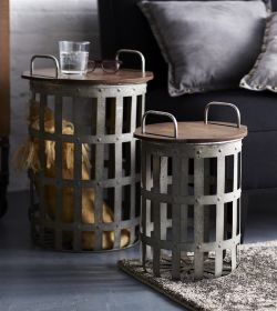 Side Tables (Set of 2) 15.5"H, 20.25"H Metal/Wood