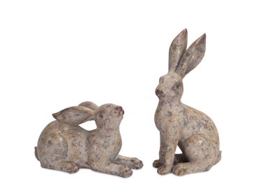 Rabbit (Set of 2) 7"H, 14"H Polystone/Resin