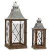 Lantern (Set of 2) 22"H, 33.5"H Wood/Metal