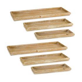 Tray (Set of 6) 12.5"L, 15.75"L, 19.25"L Wood