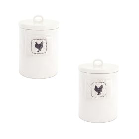 Chicken Canister (Set of 2) 5.5" x 8.25"H Stoneware