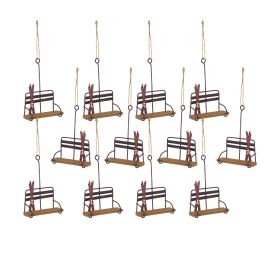 Ski Chair Lift Ornament (Set of 12) 5.25"H Wood/Metal