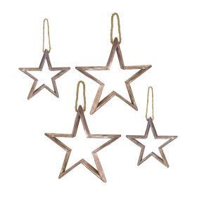 Star Ornament (Set of 4) 12.5"H, 18.5"H Wood