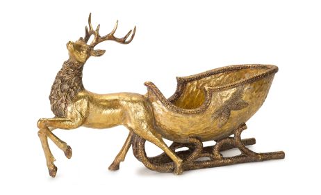 Deer with Sleigh 19"L x 11"H Resin