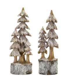 Tree on Base (Set of 2) 14"H Resin