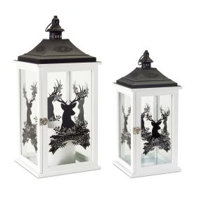 Merry Christmas Lantern (Set of 2) 17.5"H, 22.75"H Wood