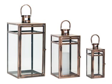 Lantern (Set of 3) 11.75"H, 16"H, 20.5"H Metal/Glass