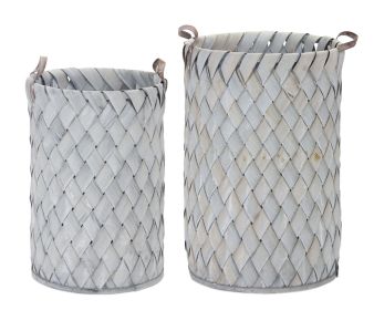 Basket (Set of 2) 15"D x 22"H, 18"D x 25.5"H Wood