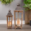 Lantern (Set of 2) 19"H, 25.75"H Iron/Wood