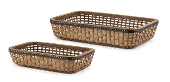 Tray (Set of 2) 16"L x 11"W, 20"L x 14"W Bamboo/Wood