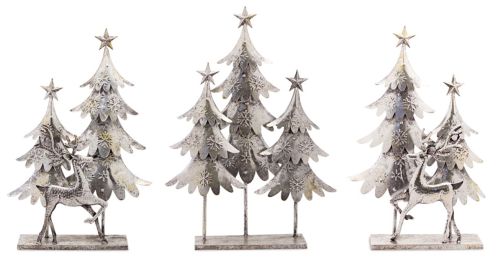 Tree and Deer (Set of 3) 15.5"L x 23.5"H, 15.25"L x 25.5"H Metal