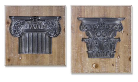 Wall Plaque (Set of 2) 14"SQ, 14"W x 15.75"H Wood/MDF