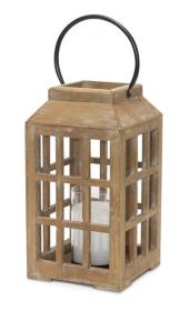 Lantern 6.75"D x 17"H Wood/Glass