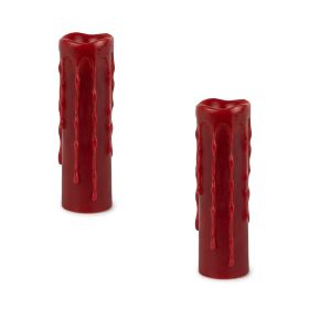 LED Wax Dripping Pillar Candle with remote and 4 and 8 Hour Timer (Set of 2) 1.75"Dx6"H Wax/Plastic