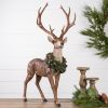 Deer w/Wreath (Set of 2) 16"L x 28"H, 17"L x 28.5"H Resin