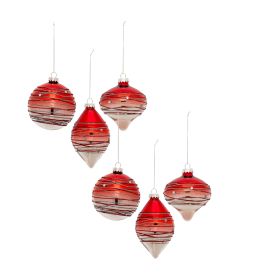 Ornament (Set of 6) 4.75"H, 4.75"H, 5.75"H Glass