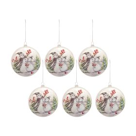 Snowman Disc Ornament (Set of 6) 5.5"H Glass