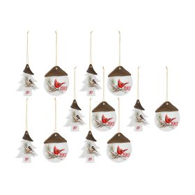 Chickadee Joy and Peace Tree Ornament (Set of 12) 4.75"H Clay