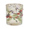 Cardinal and Bird Votive Holder (Set of 6) 3"D x 3.25"H Glass