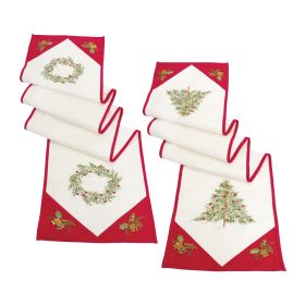 Tree and Wreath Table Runner (Set of 2) 72"L x 13.5"W Polyester