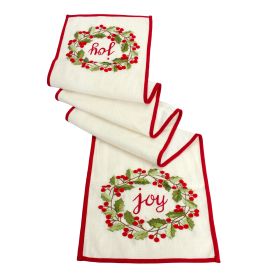 Joy and Holly Wreath Table Runner 72"L x 13"W Polyester