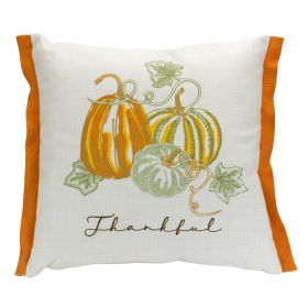 Thankful and Pumpkin Pillow 16"SQ Polyester