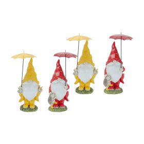 Gnome w/Umbrella (Set of 4) 6.5"H, 8.5"H Resin