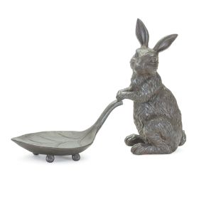 Rabbit w/Leaf 17"L x 11.75"H Resin