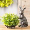 Rabbit w/Leaf 17"L x 11.75"H Resin