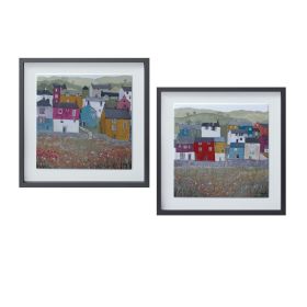 Framed House Print (Set of 2) 15.5"SQ Plastic/MDF/Paper