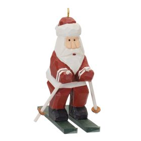 Santa on Skis Ornament (Set of 6) 5.25"H Wood