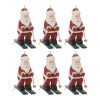 Santa on Skis Ornament (Set of 6) 5.25"H Wood