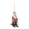 Santa on Skis Ornament (Set of 6) 5.25"H Wood