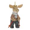 Moose w/Ski Poles Ornament (Set of 6) 5.5"H Wood