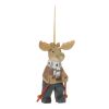 Moose w/Ski Poles Ornament (Set of 6) 5.5"H Wood