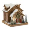 Ski Lodge 13.75"L x 14.25"H Wood 3 AA Batteries, Not Included