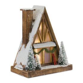 Ski Lodge 13.75"L x 16.5"H Wood 3 AA Batteries, Not Included