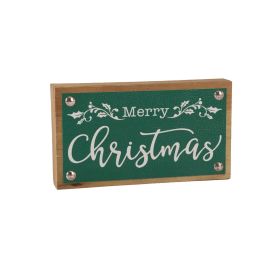 Merry Christmas Sign (Set of 2) 7"L x 4"H MDF/Faux Leather