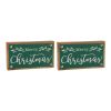 Merry Christmas Sign (Set of 2) 7"L x 4"H MDF/Faux Leather