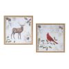 Deer and Cardinal Frame (Set of 2) 10.25"SQ Plastic/MDF