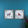 Deer and Cardinal Frame (Set of 2) 10.25"SQ Plastic/MDF