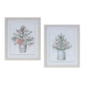 Pine In Pot and Pitcher Frame (Set of 2) 10"L x 11.75"H Plastic/MDF