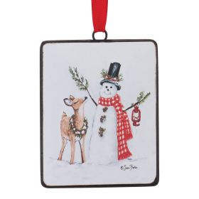 Snowman and Deer Ornament (Set of 12) 5.25"H Iron