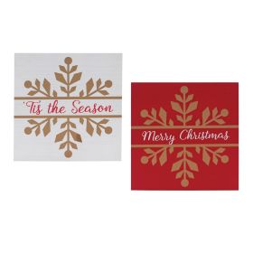 Merry Christmas and Tis The Season Sign (Set of 6) 11.75"SQ MDF